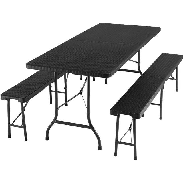 Tectake Dining Table And Bench Set - White, White