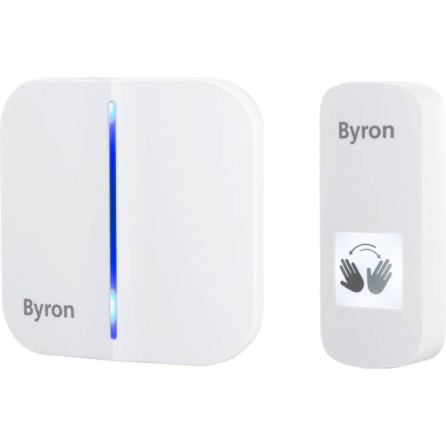 Byron DBY-23431 Wireless & Contactless Doorbell Kit - No Need to Press Button - 100 m Range in Open Field - 60 Melodies White DBY-23441
