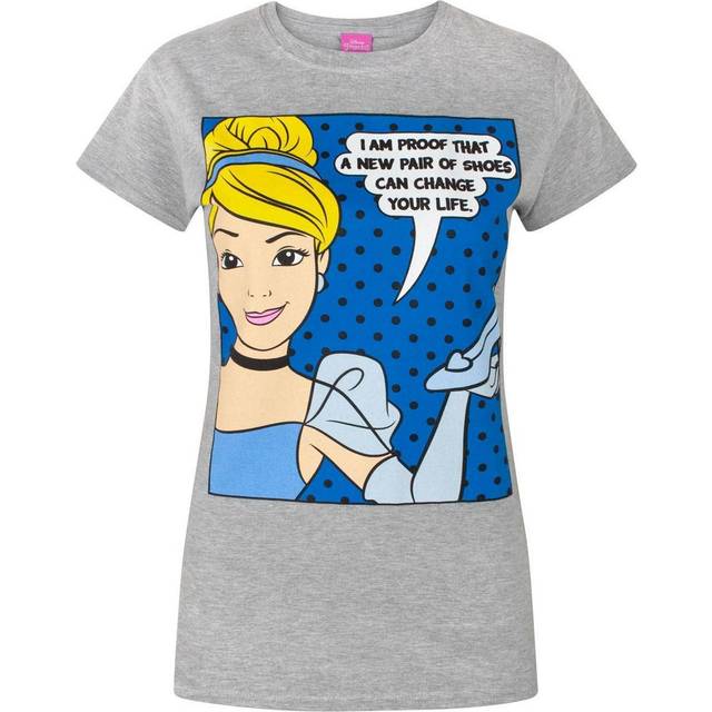 (L, Grey) Disney Womens/Ladies Princess Cinderella New Shoes T-Shirt