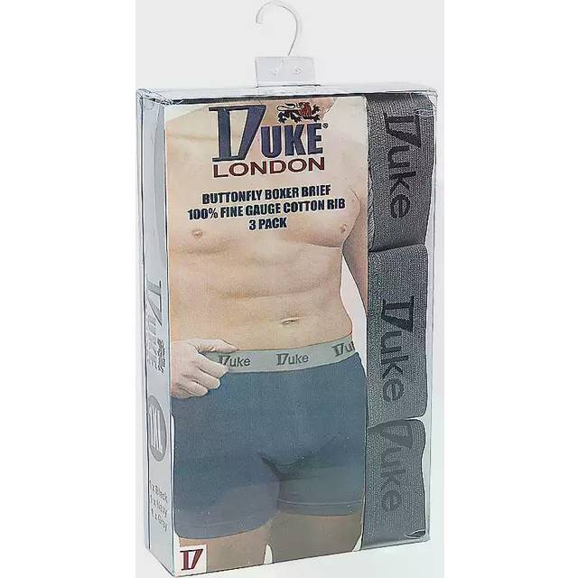 (6XL) Duke London Mens Boxer 3 Pack Black Grey Navy