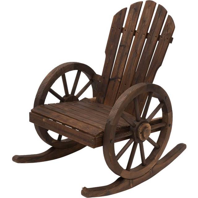 Outsunny Adirondack Rocking Chair Porch Poolside Garden Lounging Carbonized Wood | TJ Hughes