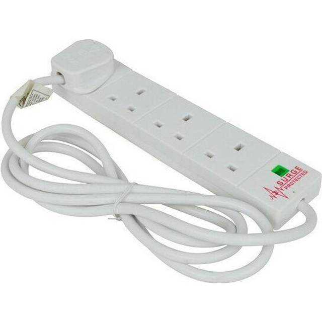Status 4 Way 2 Metre Extension Socket White With Surge Protection