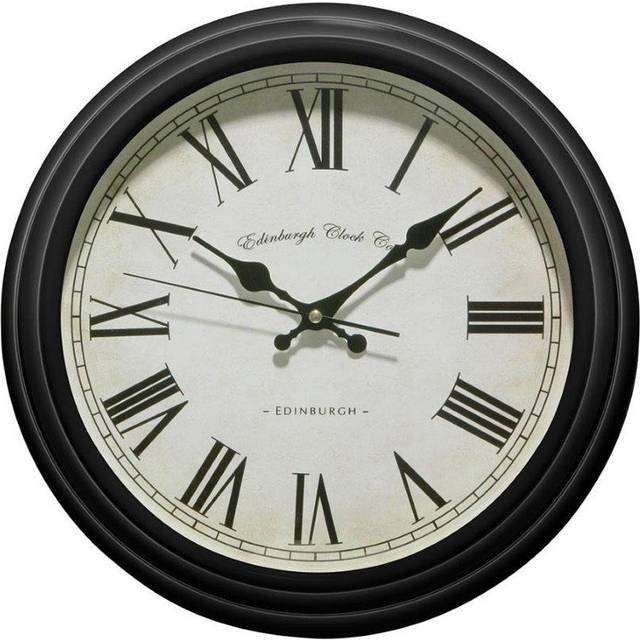 Premier Housewares Black Lined Rim Round Wall Clock 36cm - 36 x 8 x 36cm
