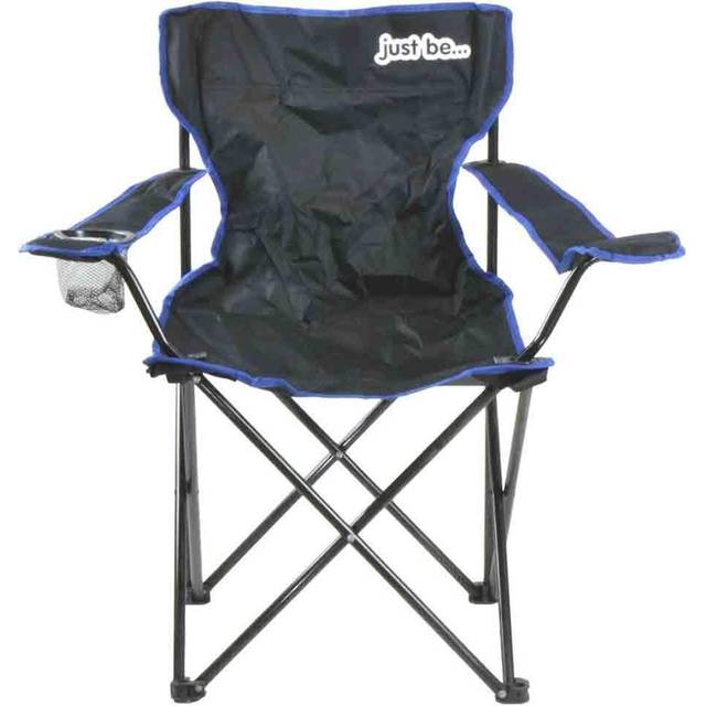 Folding Camping Chair for Adults and Kids Black with Blue trim Lightweight Foldable Chair Suitable for Outdoors From just be