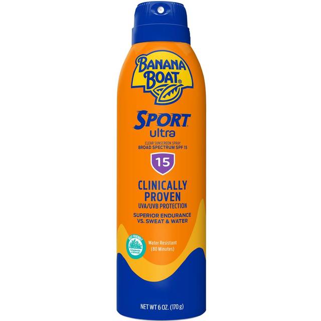 Banana Boat Sport Ultra SPF 15 Sunscreen Spray, 6oz | Banana Boat Sunscreen Spray SPF 15, Oxybenzone Free Sunscreen, Clear Sunscreen Sunblock, Spray O