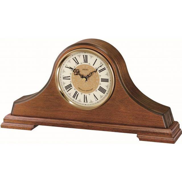 Seiko Clocks Brown Oak Wooden Mantel Clock QXJ013B - Two Colour