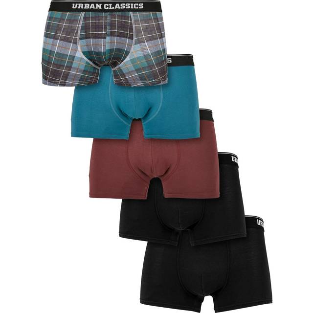 Urban Classics boxershorts för män, Plaidaop+jaspis + körsbär+blk+blk, L