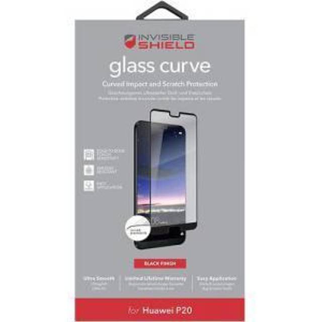 Zagg huawei p20 invisible shield glass curved screen protector black trim