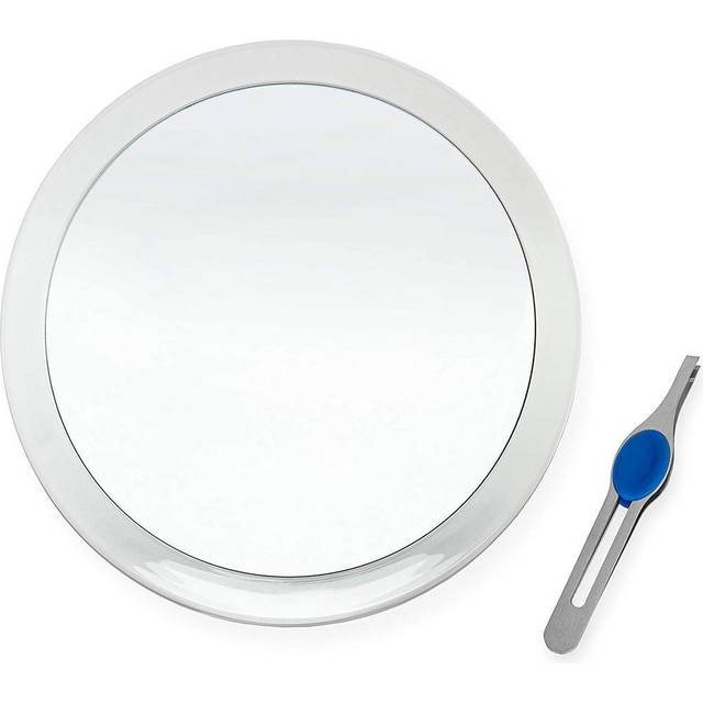 DB TECH Large 8-Inch Suction 10x Magnifying Mirror with Precision Tweezers w/Rubberized Grips  Triple Suction for Lasting Hold on Most Flat Surfaces