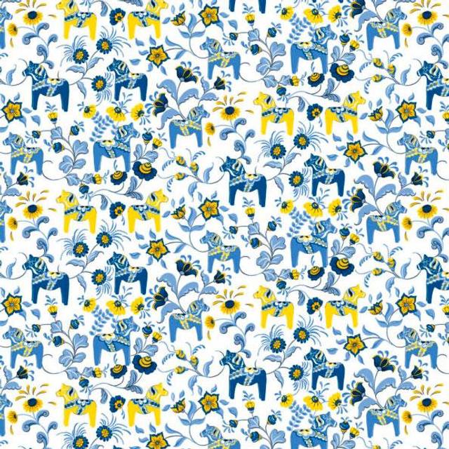 Arvidssons Textil Leksand tyg blå-gul - Blå