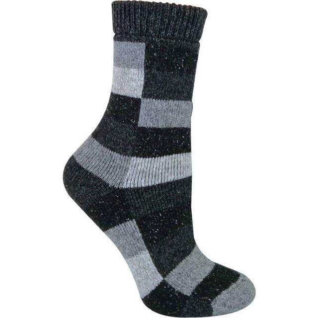 (4-8 UK, Green / Red) Sock Snob - Ladies Checkered Patterned Breathable Wool Blend Socks