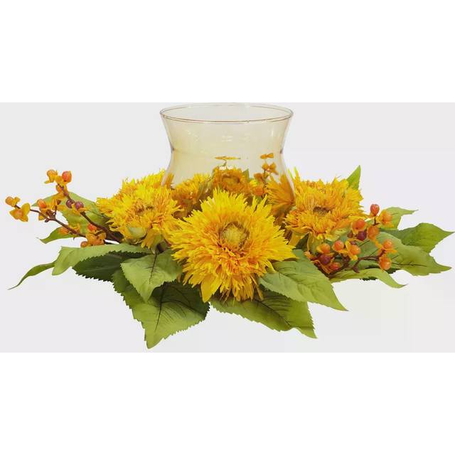 Nearly Natural Golden Sunflower Candelabrum Silk Flower Arrangement
