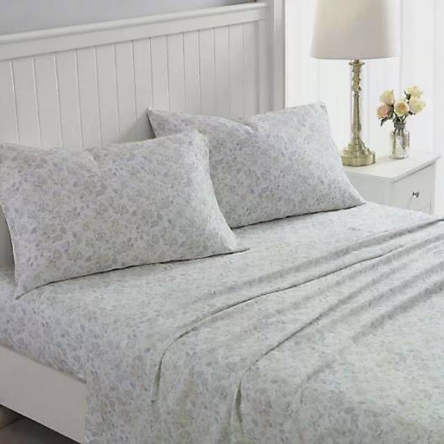 Laura Ashley Home - Queen Sheets  Soft Sateen cotton Bedding Set - Sleek  Smooth  & Breathable Home Decor Quartet grey  4 pieces  Queen