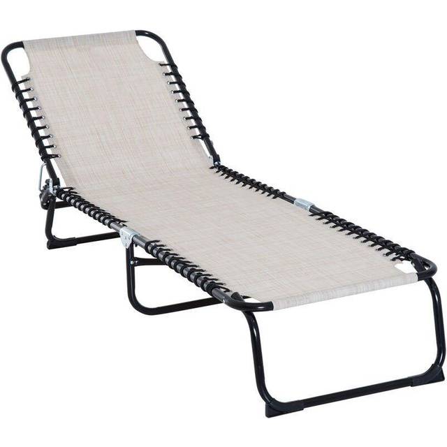 Outsunny Reclining Sun Lounger - Cream White