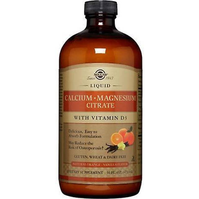 Solgar, Liquid Calcium Magnesium Citrate with Vitamin D3, Natural Orange Vanilla Flavor, 16 fl oz (473 ml)