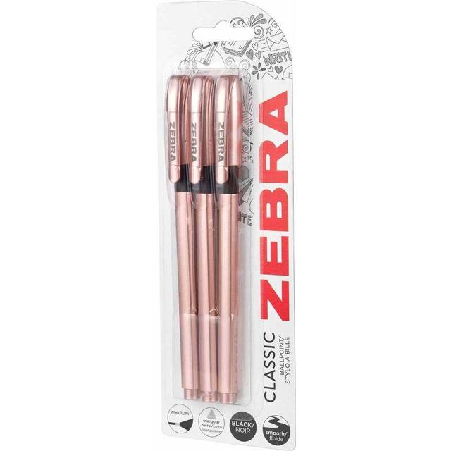 Zebra Rose Gold Smooth Ball Pens 3 pack