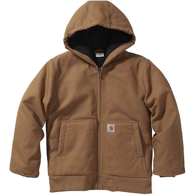 Carhartt Boys' Flannel-Lined Hooded Canvas Insulated Zip-Up Jacket  Br