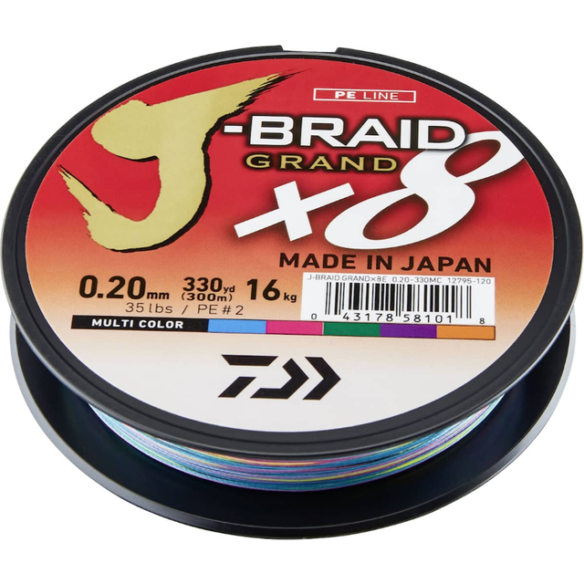 DAIWA – Jbraid 8 fläta 300, flerfärgad, storlek 0,240 mm