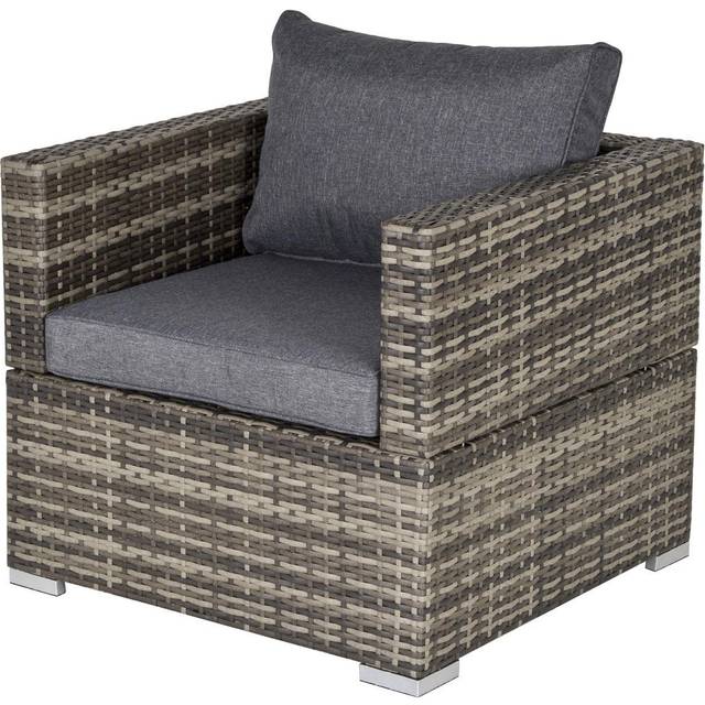 Outsunny Single Wicker Furniture Sofa Chair w/ Padded Cushion for Garden Balcony