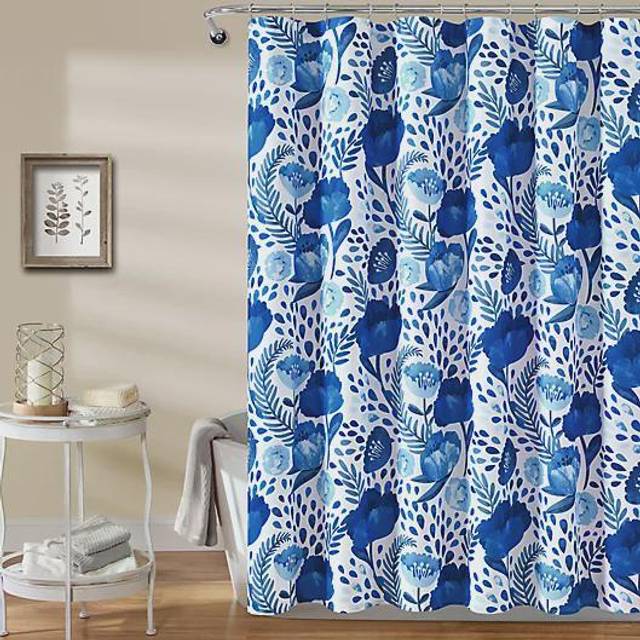 Lush Decor Blue Poppy Garden Shower Curtain  72 x 72
