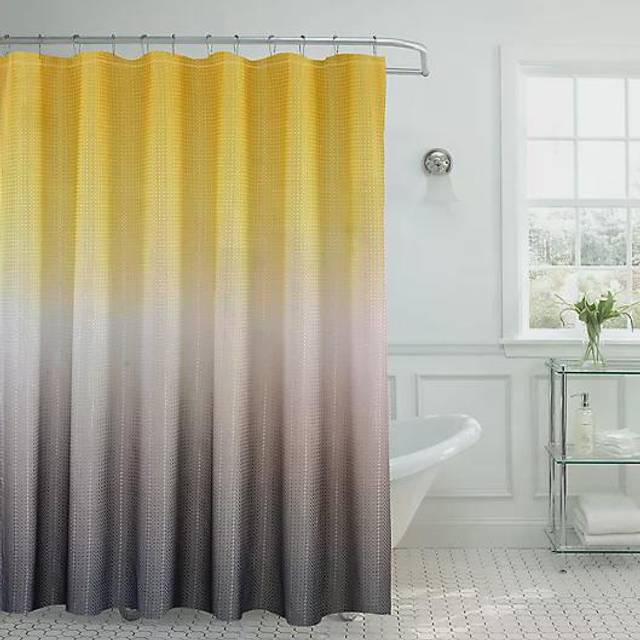 Creative Home Ideas - Textured Fabric Shower Curtain Set  Includes 12 Easy Glide Metal Rings  Modern Bathroom D?or  Machine Washable  Measures 70 x 72