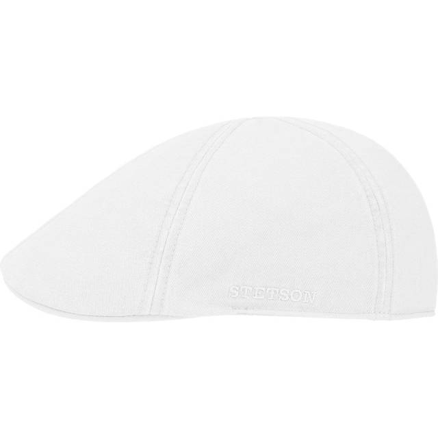 Stetson Texas Cotton Flat Cap med UV-Skydd Damer/Herrar - keps bomullskeps solkeps skärm Sommar Sommar-Vinter - L (58-59 cm) vit
