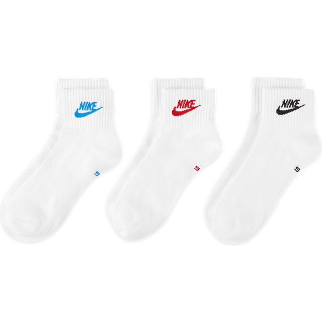 Nike Unisex Everyday Essential Ankle Socks 3 Pairs - White - Size X-Large