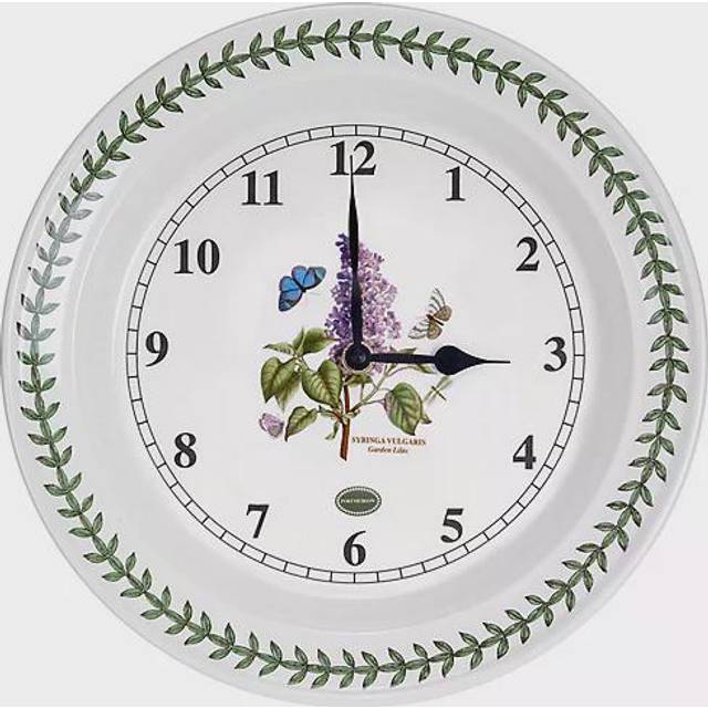 Portmeirion, Botanic Garden - Lilac Wall Clock - White (25cm W X 25cm H X 3cm D)