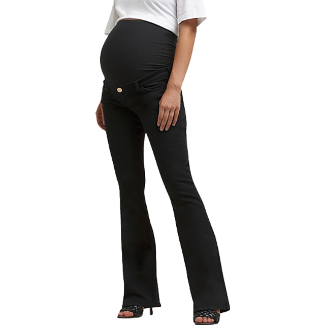 River Island Womens Black Mid Rise Maternity Flared Jeans - 12R