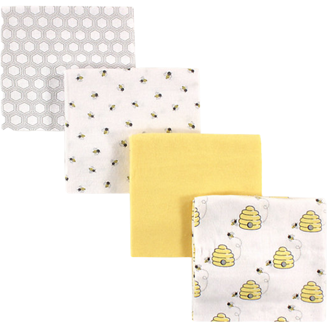 Hudson Baby Unisex Baby Cotton Flannel Receiving Blankets  Bee  One Size