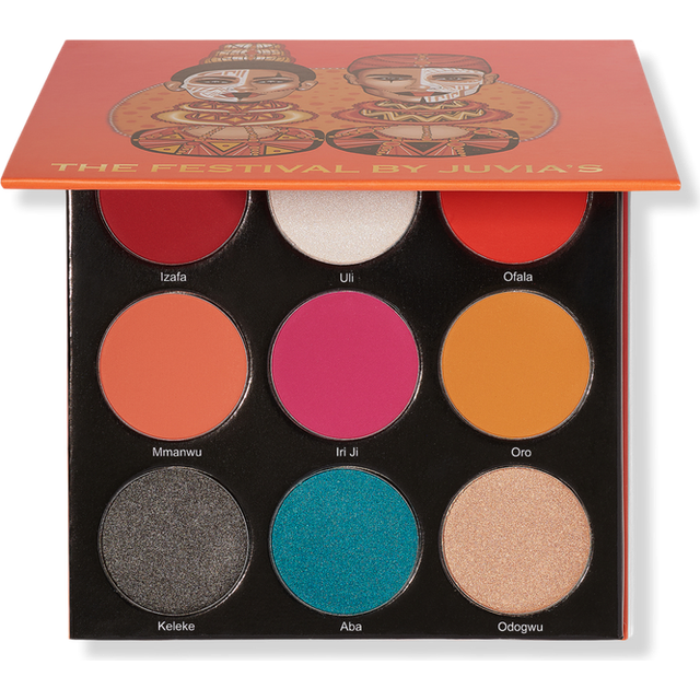 Juvia's Place Palette The Festival - Bold Coral  Red  Glittery Neutrals  Shades of 9  Bold and Fiery Palette  Pigmented Makeup Palette Eye Color & Shi