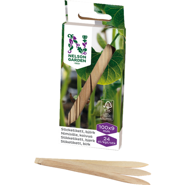 Nelson Garden Sticketikett, 10 cm, 24-pack, trä