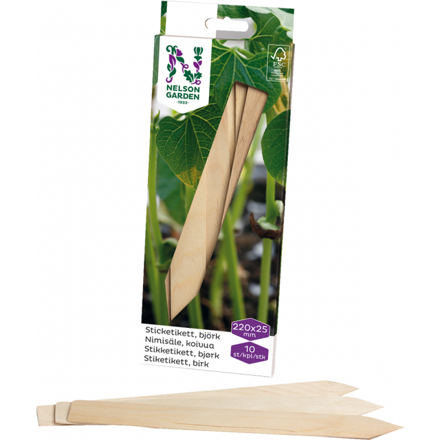 Nelson Garden Sticketikett trä, 22 cm, 10-pack
