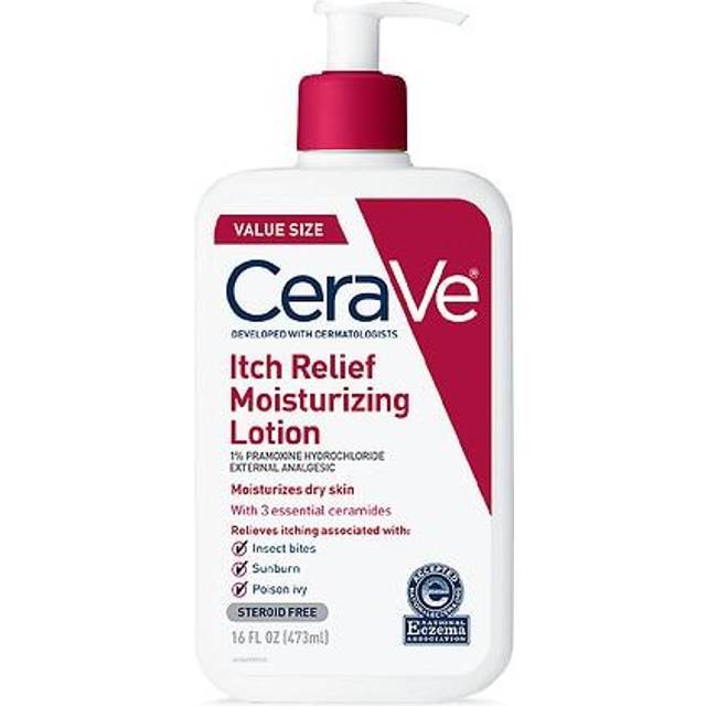 CeraVe Anti Itch Moisturizing Lotion with Pramoxine Hydrochloride | Relieves Itch with Minor Skin Irritations  Sunburn Relief  Bug Bites | 16 Ounces