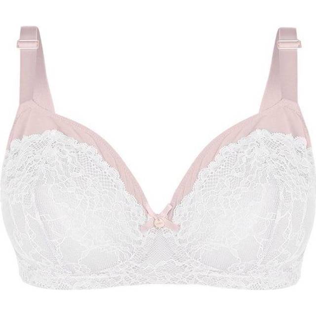 Tonal Lace Underwired Padded Plunge Bra - Ivory - 44F