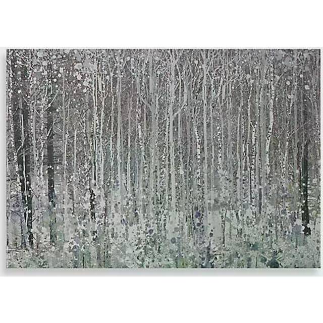 Art For The Home Watercolour Woods Canvas With Metallic Detailing - Ilver
