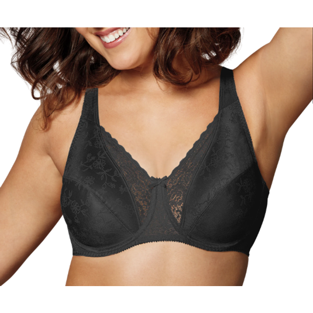 Playtex womens Secrets Love My Curves Signature Floral Underwire Full Coverage Us4422 bras  Real Black  38DD US