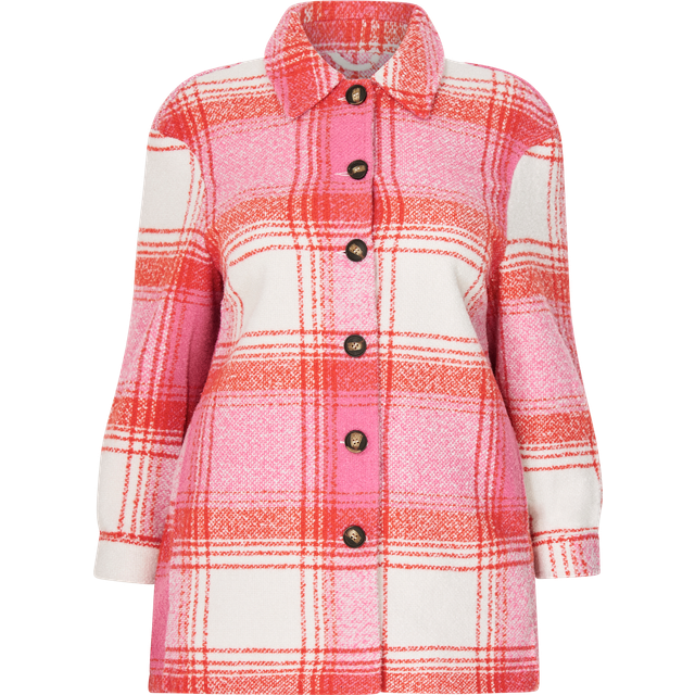 ONLY CARMAKOMA Caranja Check Shacket OTW jacka för kvinnor, Moln dansare/kontroll:poppy röd/gin fizz, M
