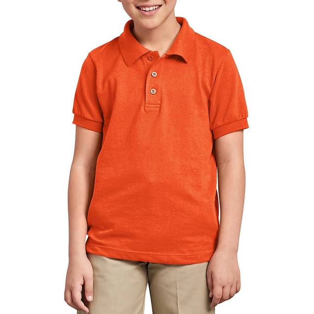 Dickies boys Short Sleeve Pique Polo Shirt  Orange  8 US