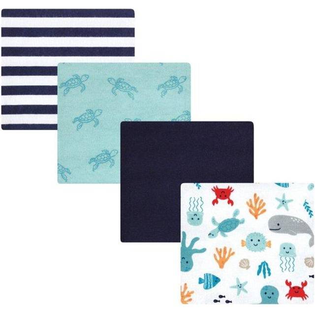 Hudson Baby Unisex Baby Cotton Flannel Receiving Blankets  Sea Characters  One Size