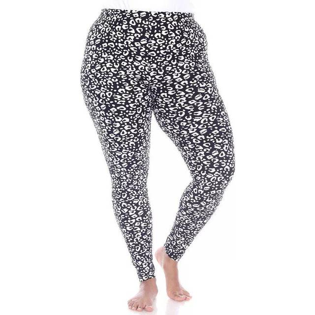White Mark PS210-301 Womens Plus Size Super Soft Leopard Printed Leggings, Black - One Size Fits Most