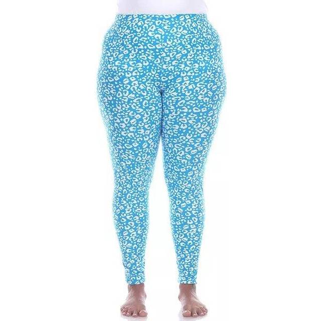 White Mark PS210-302 Womens Plus Size Super Soft Leopard Printed Leggings, Blue - One Size Fits Most