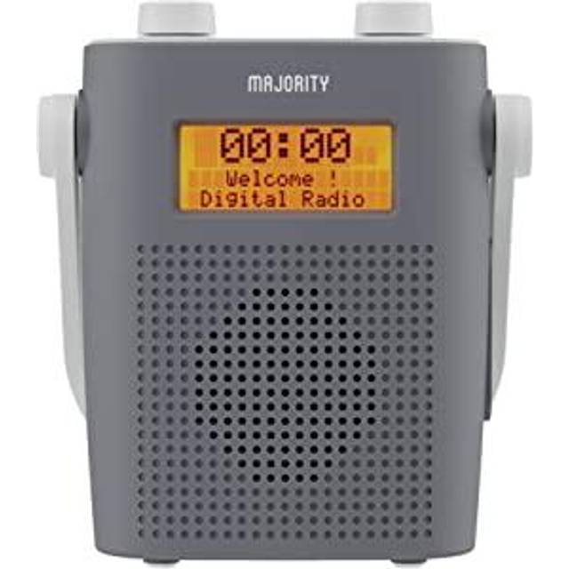 Majority Eversden Grey Splash Proof Portable Dab Radio - 15.9 x 13.8 x 5.3cm