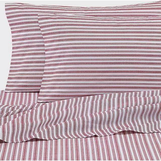 Nautica  Full Sheets  Cotton Percale Bedding Set  Casual Home Decor  Dorm Room Essentials Coleridge Stripe Red  Full
