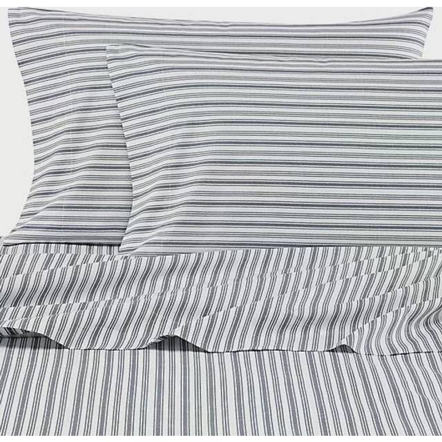 Nautica - Twin Sheet Set  Cotton Percale Bedding Set  Crisp & Cool  Lightweight & Breathables Coleridge Charcoal  Twin