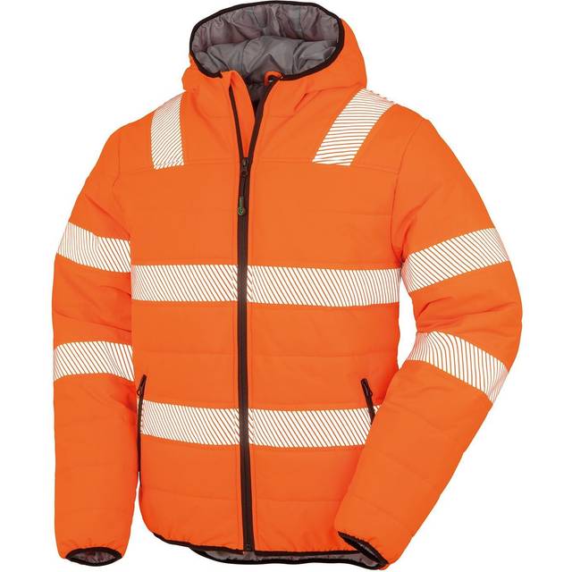 (S, Fluorescent Orange) Result Genuine Recycled Mens Ripstop Safety Padded Jacket