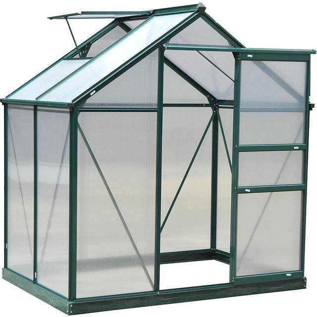 Outsunny 6x4ft Walk-In Polycarbonate Greenhouse Plant Grow Galvanized Aluminium | TJ Hughes