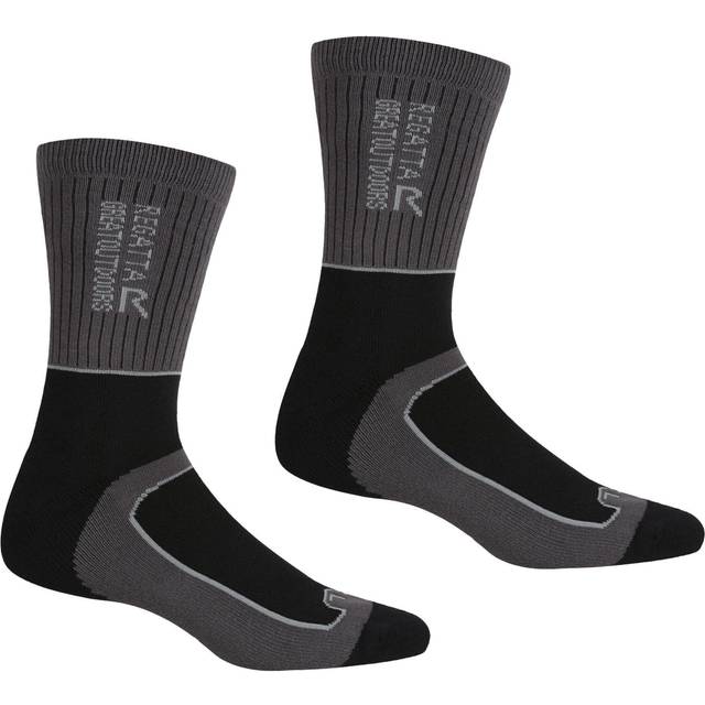 (6 UK-8 UK, Navy/Dark Red) Regatta Mens Samaris 2 Season Socks (Pack of 2)