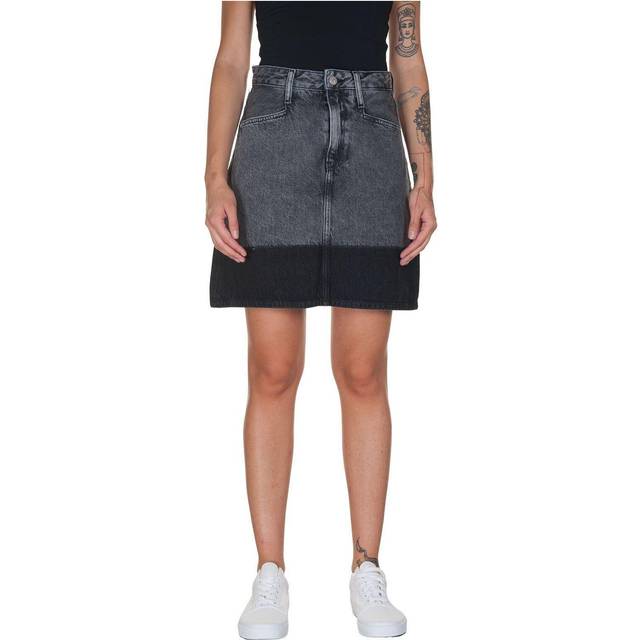 Calvin Klein Jeans, Kjol, Dam, W24, Bomull, Svart kjol för kvinnor - gray (W24)