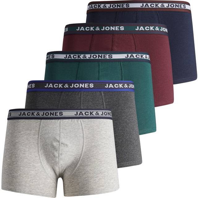 Jack & Jones Jacblack Friday Trunks 5 Pack LN - Från Magasin - Dark Grey Melange/lgm - Sea Moss - (XXL)